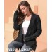 BLATIAL Womens Cardigan Sweaters Long Sleeve Knit Open Front Outwear Chunky Sweater with Pockets,M,Black