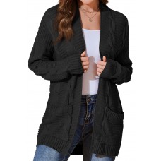 BLATIAL Womens Cardigan Sweaters Long Sleeve Knit Open Front Outwear Chunky Sweater with Pockets,M,Black