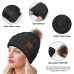 BLATIAL 3 Pieces Winter Hat and Scarf Set for Women Warm Knit Beanie Fleece Lined Pom Hats Neck Warmer Touchscreen Gloves Gifts,Black Set