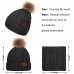 BLATIAL 3 Pieces Winter Hat and Scarf Set for Women Warm Knit Beanie Fleece Lined Pom Hats Neck Warmer Touchscreen Gloves Gifts,Black Set