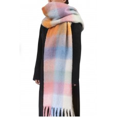 BLATIAL Womens Scarf Winter Big Colorful Checked Thick Warm Soft Scarves Casual Tassel Blanket Scarf,F-Blue+Pink