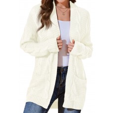  BLATIAL Womens Cardigan Sweaters Long Sleeve Knit Open Front Outwear Chunky Sweater with Pockets,M,Winter White