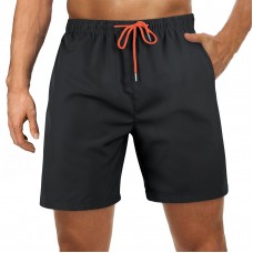 BLATIAL Mens Swim Trunks with Mesh Liner Quick Dry Swimsuit Swimming Shorts with Pockets,7 inch-Mesh Lining Black,M