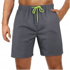 BLATIAL Mens Swim Trunks with Mesh Liner Quick Dry Swimsuit Swimming Shorts with Pockets,7 inch-Mesh Lining Grey,M