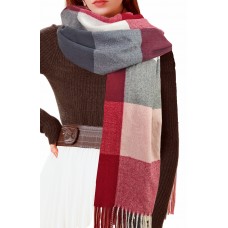 BLATIAL Womens Scarf Winter Blanket Cashmere Feel Large Scarves Thick Soft Warm Plaid Chunky Scarfs, B-Mix Red