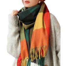 BLATIAL Womens Scarf Winter Blanket Cashmere Feel Large Scarves Thick Soft Warm Plaid Chunky Scarfs, E-Mix Yellow Green