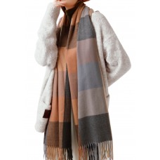 BLATIAL Womens Scarf Winter Blanket Cashmere Feel Large Scarves Thick Soft Warm Plaid Chunky Scarfs, F-Mix Brown Camel