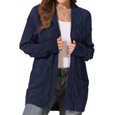 BLATIAL Womens Cardigan Sweaters Long Sleeve Knit Open Front Outwear Chunky Sweater with Pockets,M,E-Navy Blue