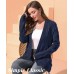 BLATIAL Womens Cardigan Sweaters Long Sleeve Knit Open Front Outwear Chunky Sweater with Pockets,M,E-Navy Blue