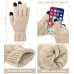 BLATIAL Womens Winter Hats Long Scarf Touchscreen Gloves Set Warm Fleece Lined Knit Beanie Hat Skull Caps,Apricot