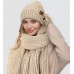 BLATIAL Womens Winter Hats Long Scarf Touchscreen Gloves Set Warm Fleece Lined Knit Beanie Hat Skull Caps,Apricot